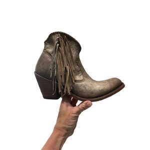 Liberty Black Women's Fringe Leather Western Boots Brown Size 8.5 🛑